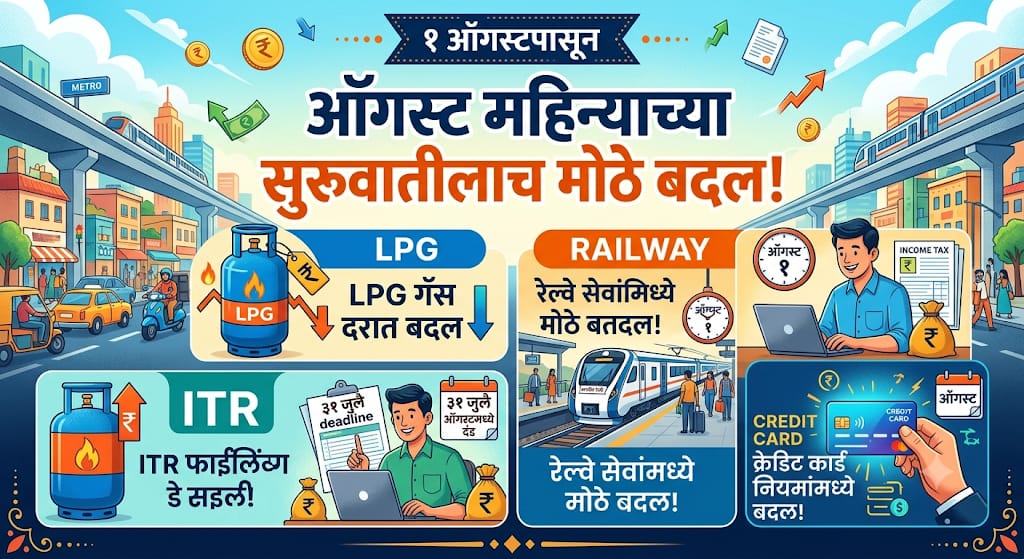 LPG, ITR, रेल्वे आणि क्रेडिट कार्ड… !ऑगस्ट महिन्याच्या सुरुवातीलाच मोठे बदल!