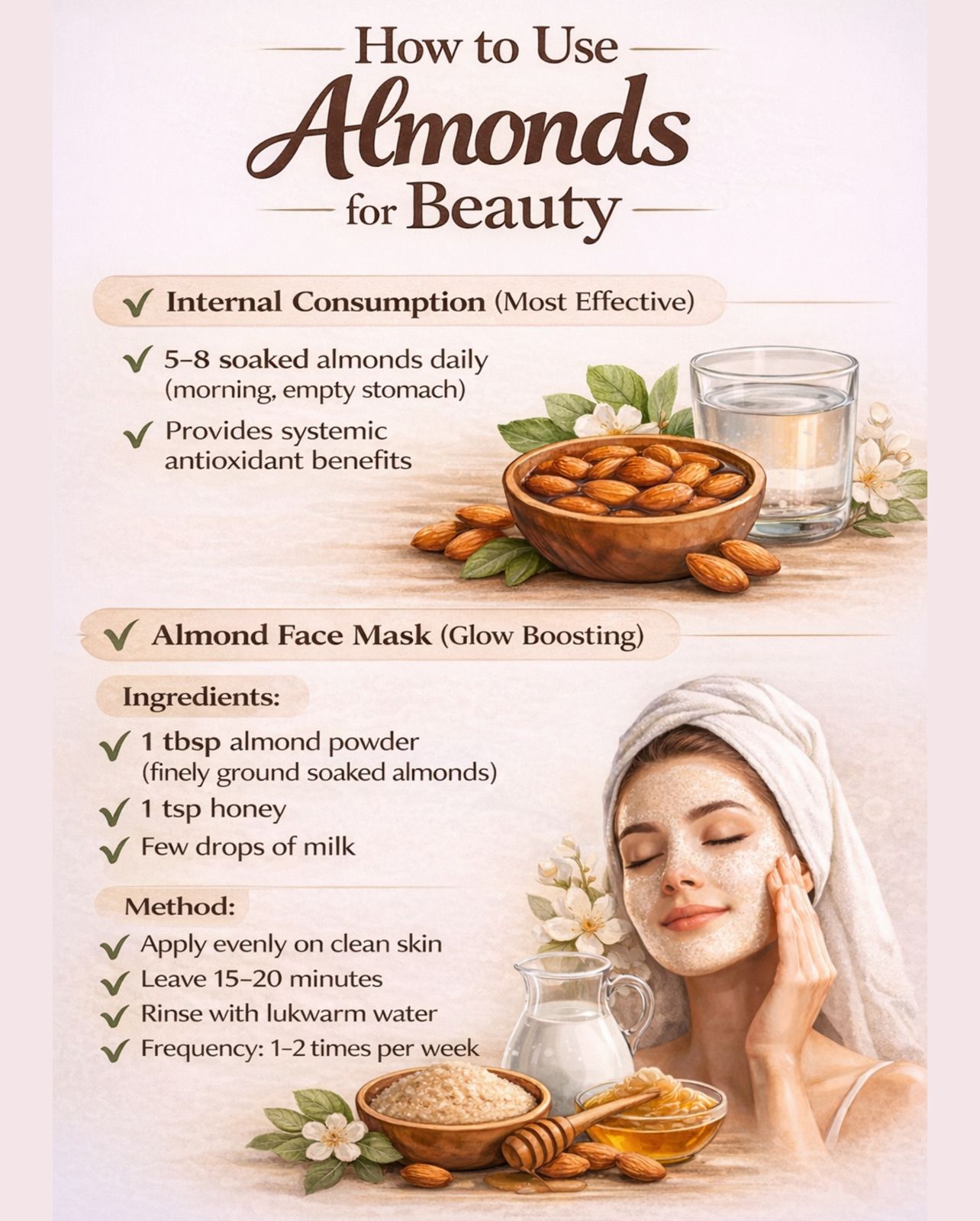  बदामाचे सौंदर्यासाठी उपयोग (Beauty Tips with Almonds)