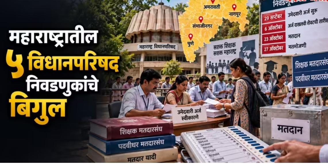 महाराष्ट्रातील ५ विधानपरिषद निवडणुकांचे बिगुल; २३ ऑक्टोबरला मतदान, २७ तारखेला मतमोजणी