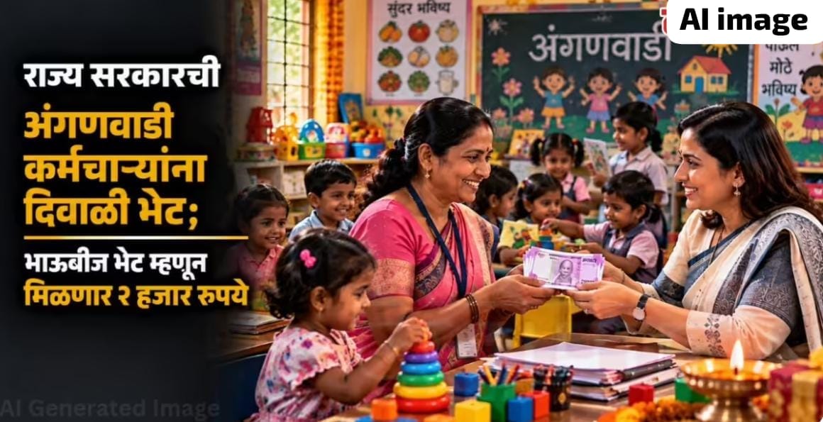 अंगणवाडी सेविका-मदतनीसांना दिवाळीपूर्वी भाऊबीज भेट; प्रत्येकी २ हजार रुपये मिळणार:२ लाखांहून अधिक कर्मचाऱ्यांना लाभ; ४२.८१ कोटींचा निधी.